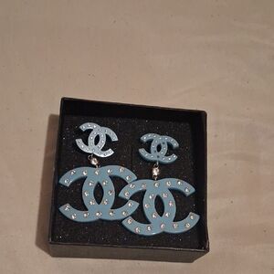 Blue Crystal Studded Earrings